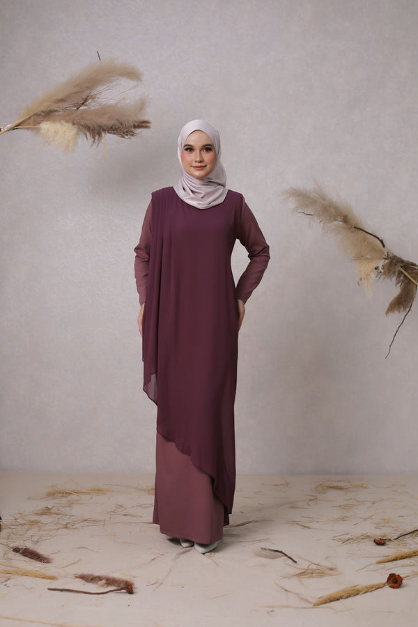 Drape Dress in Plum Purple